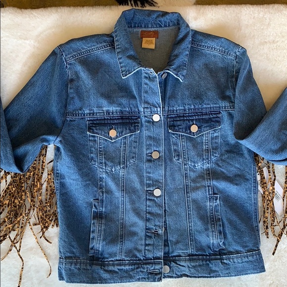 Skully denim leopard fringe jacket - Picture 3 of 3